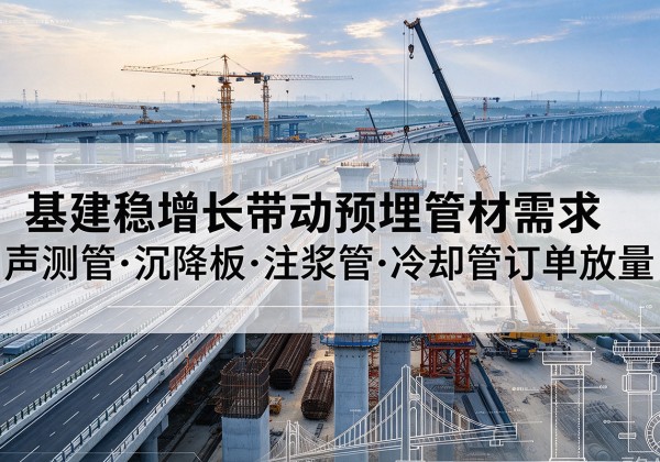 广阳基建稳增长带动预埋监测管材需求，声测管、沉降板、注浆管订单持续放量